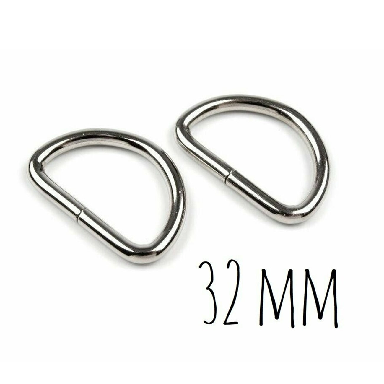 Anneaux demi rond - métal - 32 mm - argentés - 2 pièces -Boucles Forme D