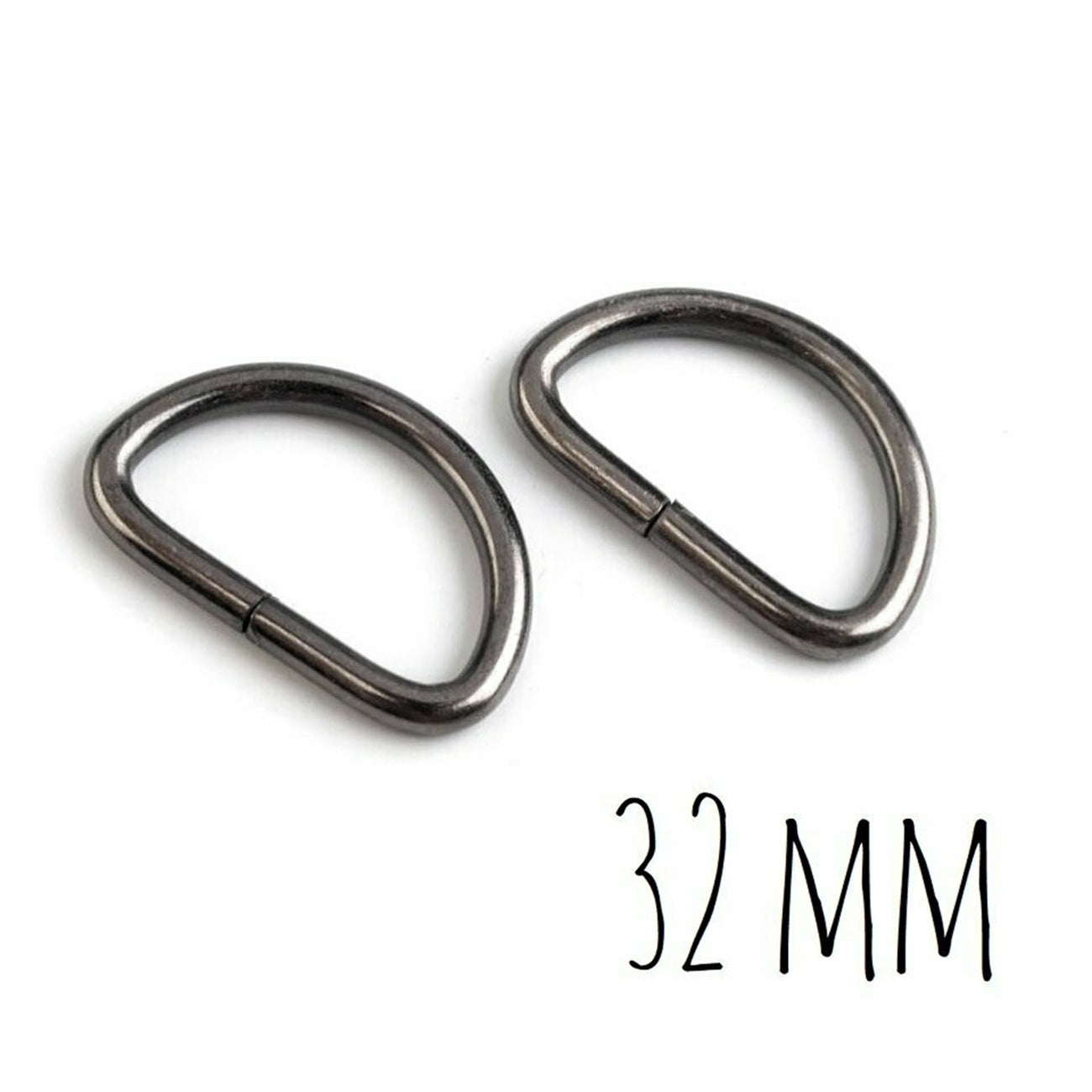 Anneaux demi rond - métal - 32 mm - noirs - 2 pièces -Boucles Forme D