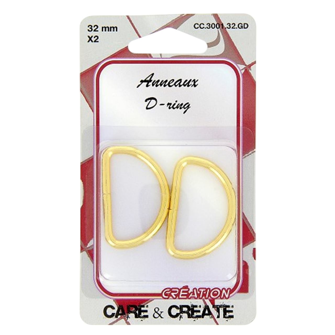 Anneaux demi rond - métal - 32 mm - dorés - 2 pièces -Boucles Forme D