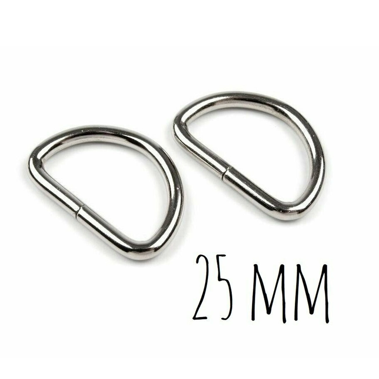 Anneaux demi rond - métal - 25 mm - argentés - 2 pièces -Boucles Forme D