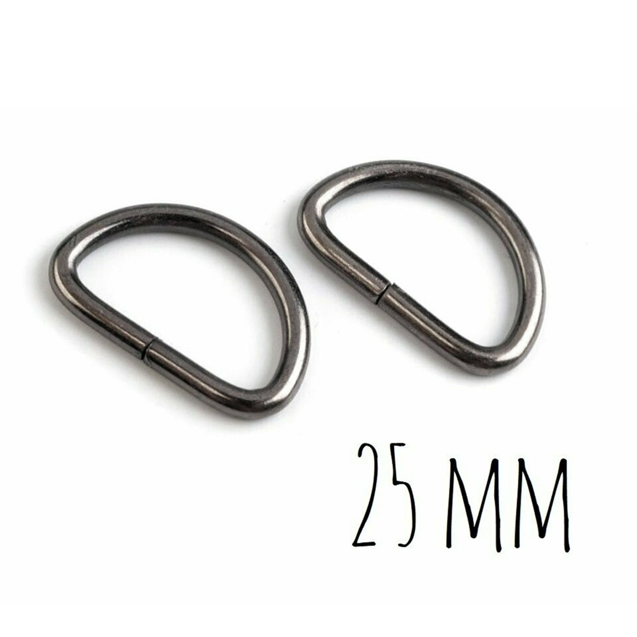 Anneaux demi rond - métal - 25 mm - noirs - 2 pièces -Boucles Forme D