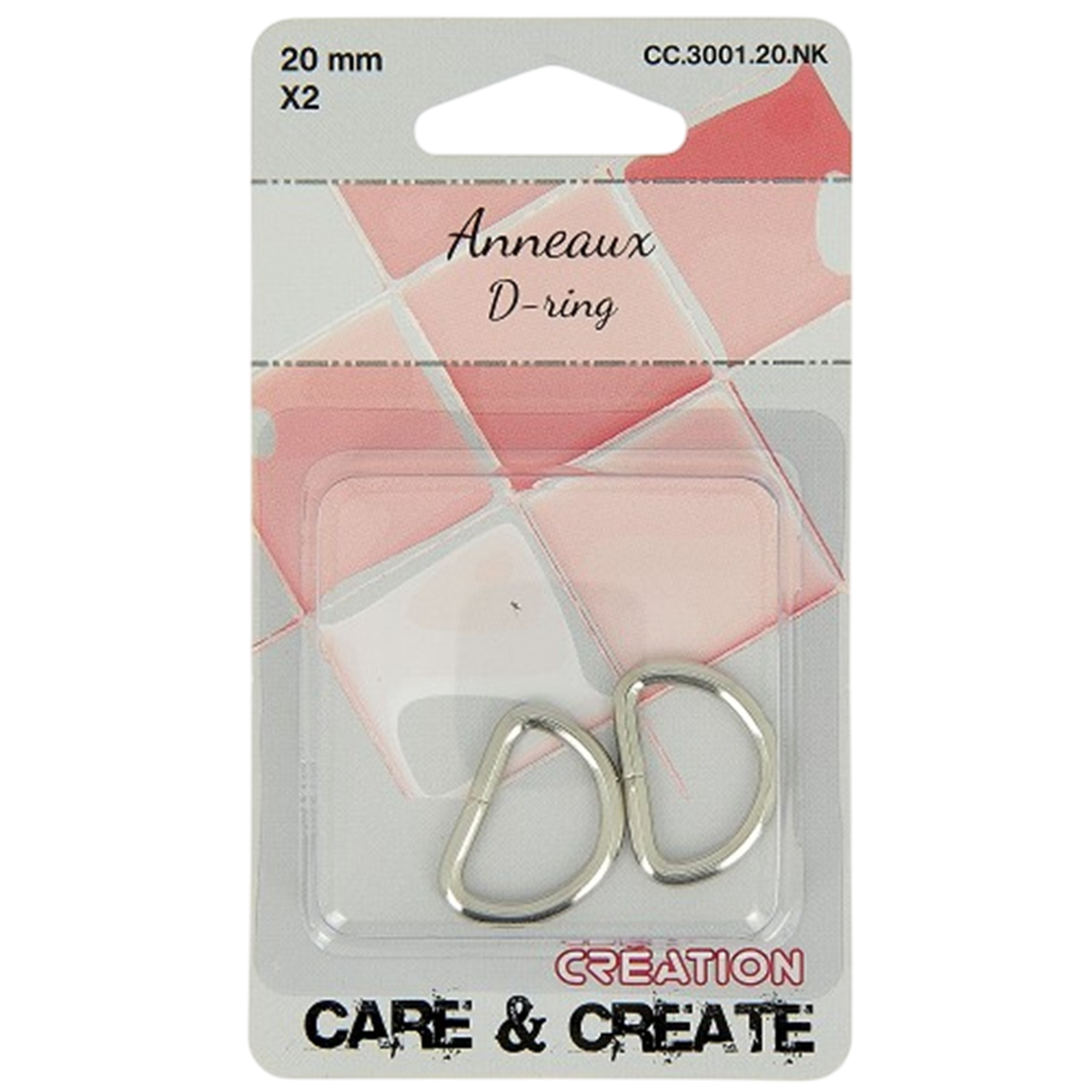 Anneaux demi rond - métal - 20 mm - argentés - 2 pièces -Boucles Forme D