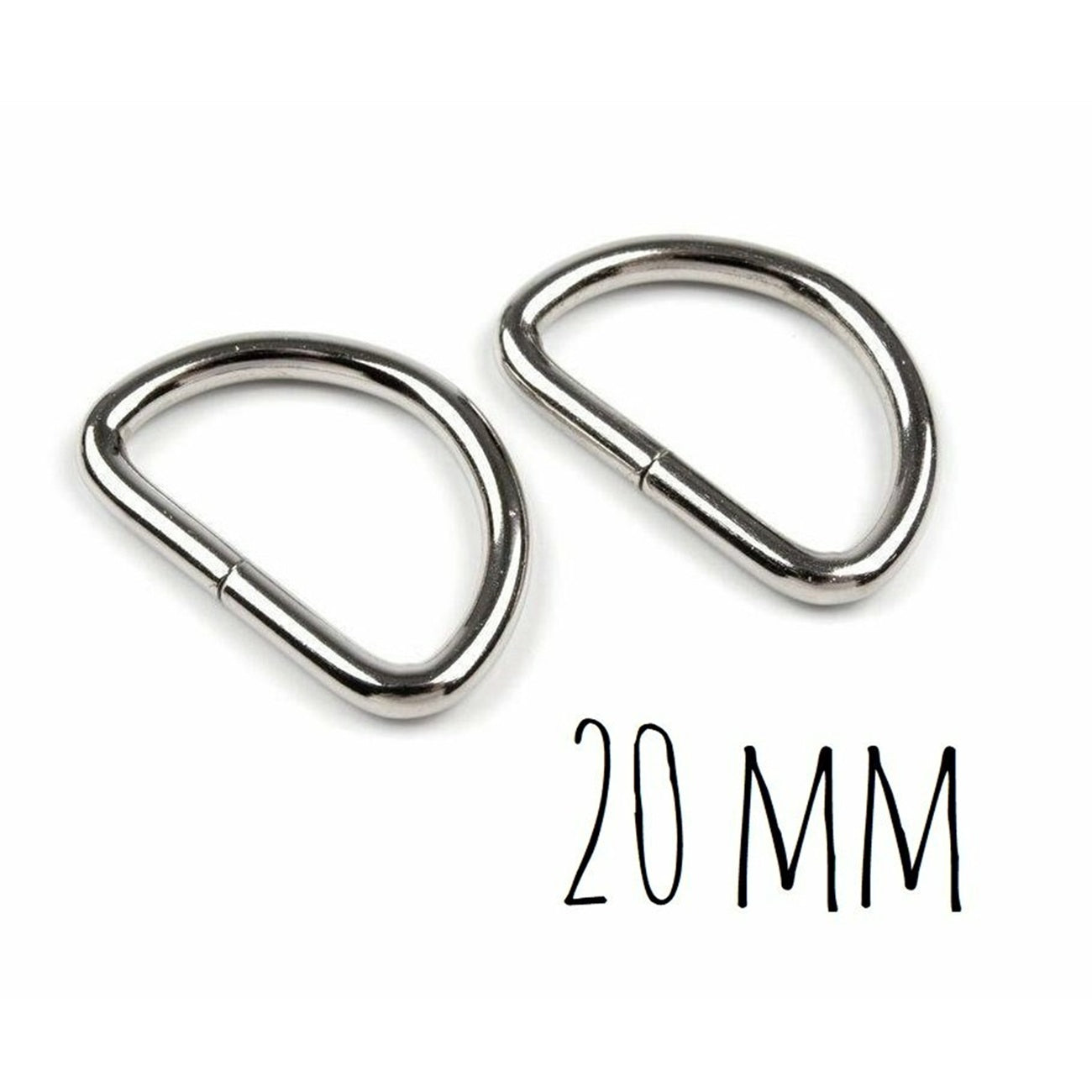 Anneaux demi rond - métal - 20 mm - argentés - 2 pièces -Boucles Forme D