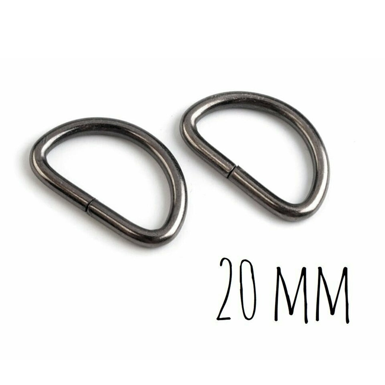 Anneaux demi rond - métal - 20 mm - noirs - 2 pièces -Boucles Forme D