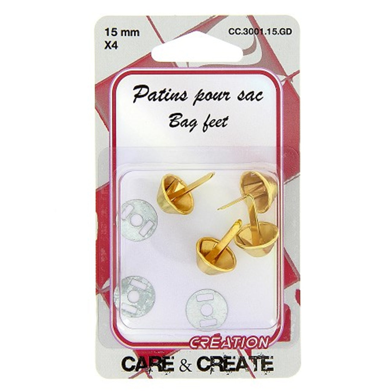 Patin pour Sac - 15 mm - Doré - 4 pièces -