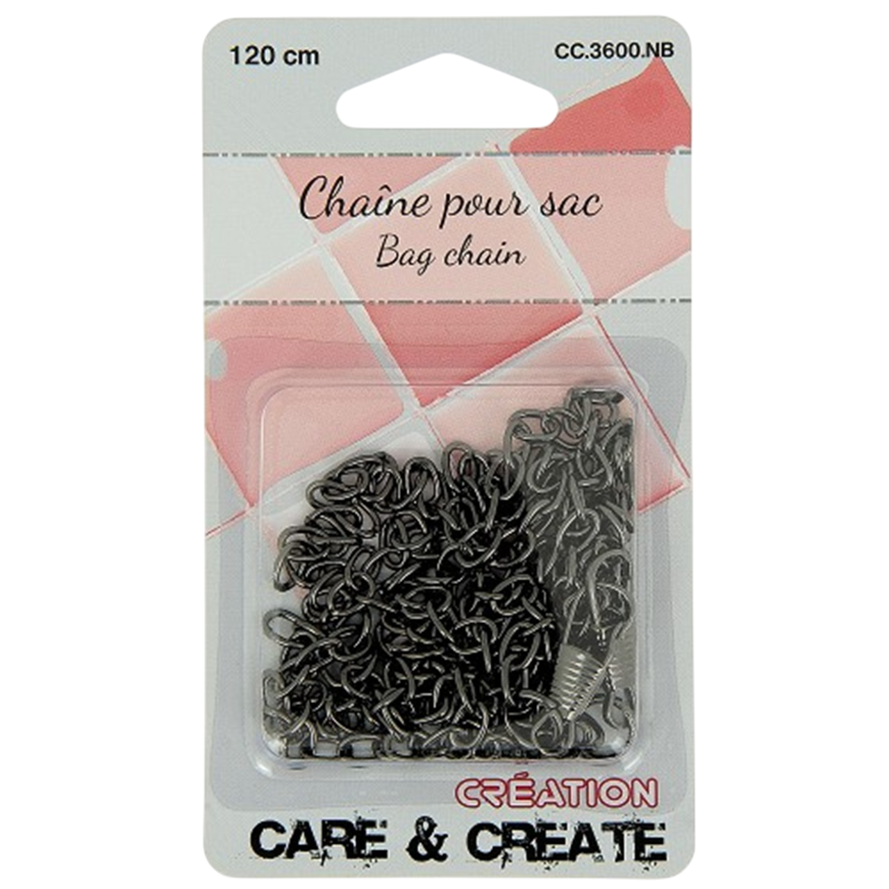 chaine en métal noire de 120 mm pour personnaliser et confectionner un sac à main élégant. Canocea