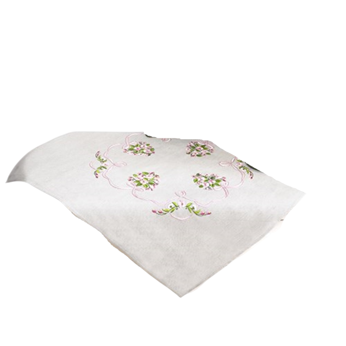 Kit Nappe à broder Romantique fleurs -100% Coton - 80 x 80 cm