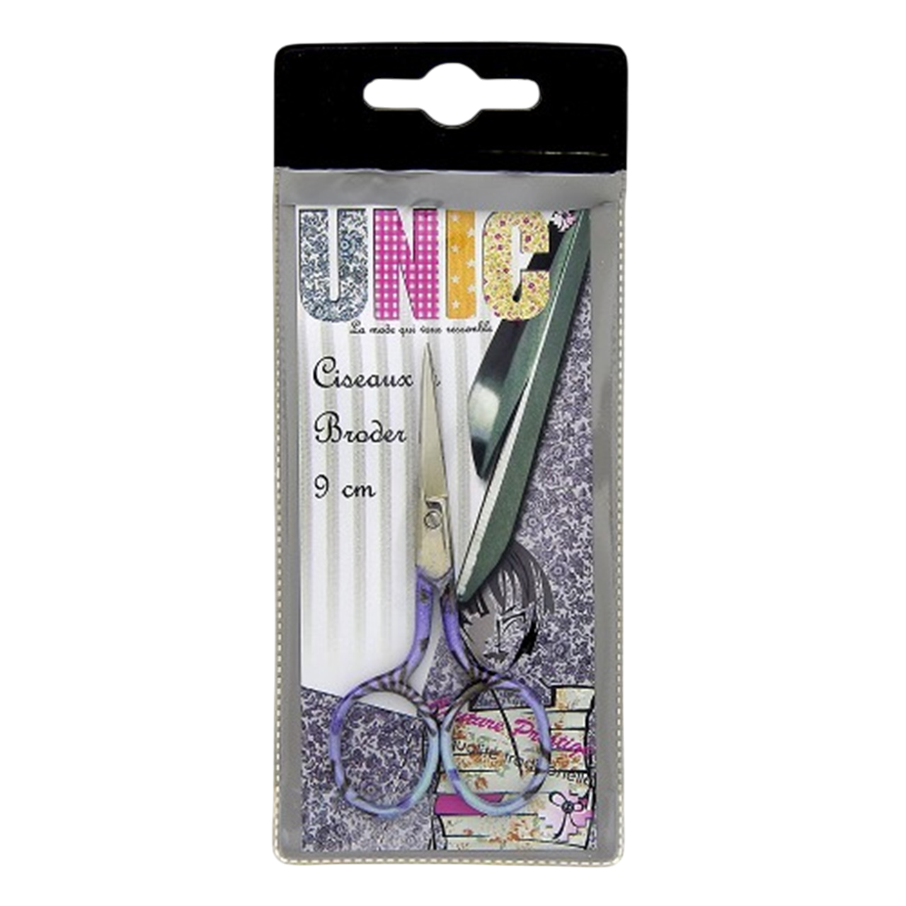 Ciseaux de broderie 9 cm avec motif floral pastel, pointe fine idéale pour la couture et la broderie délicate. canocea