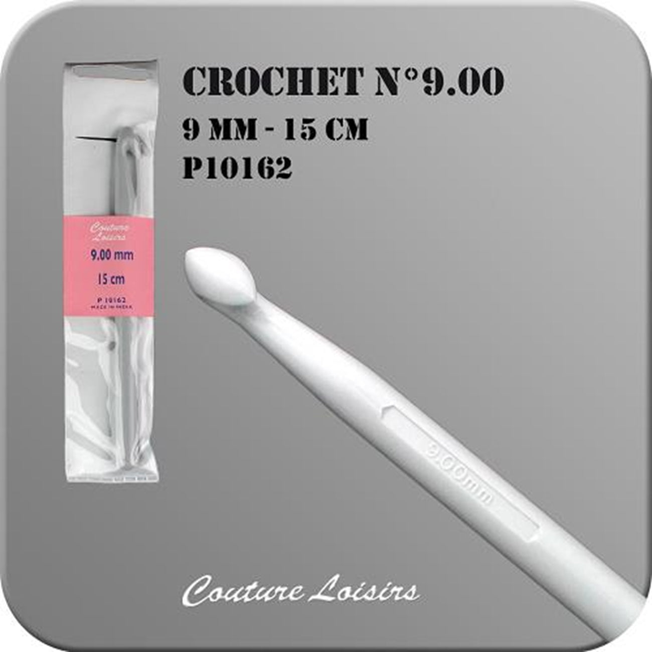 Crochet - plastique - Taille 9 mm x 15 cm - Blanc