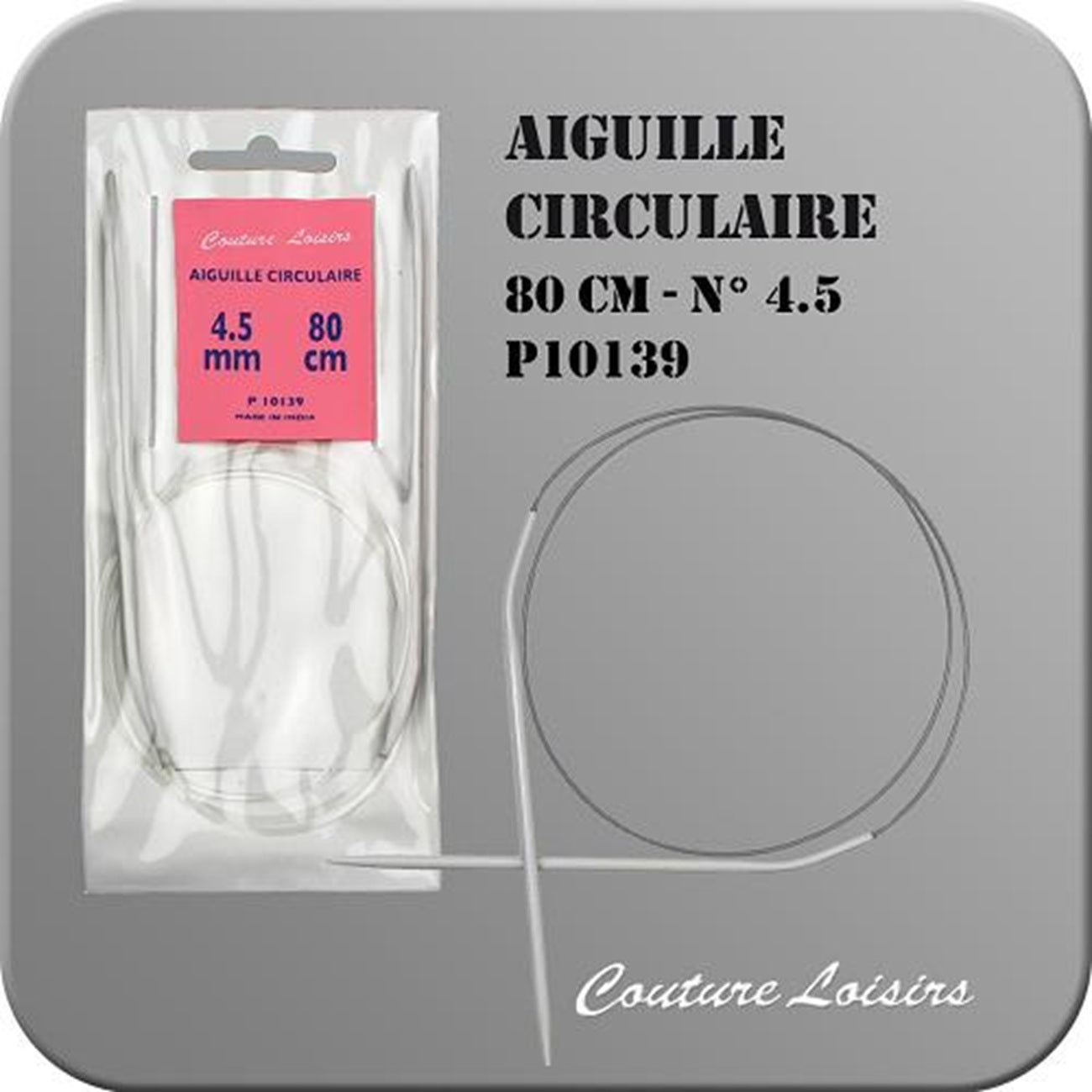 Aiguille à tricoter circulaire - 80 cm - n° 4,5 - plastique