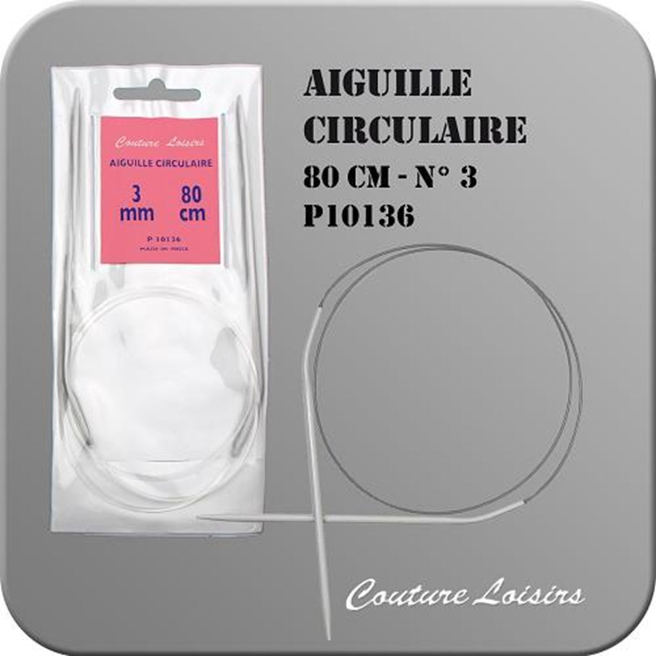 Aiguille à tricoter circulaire - 80 cm - n° 3- plastique