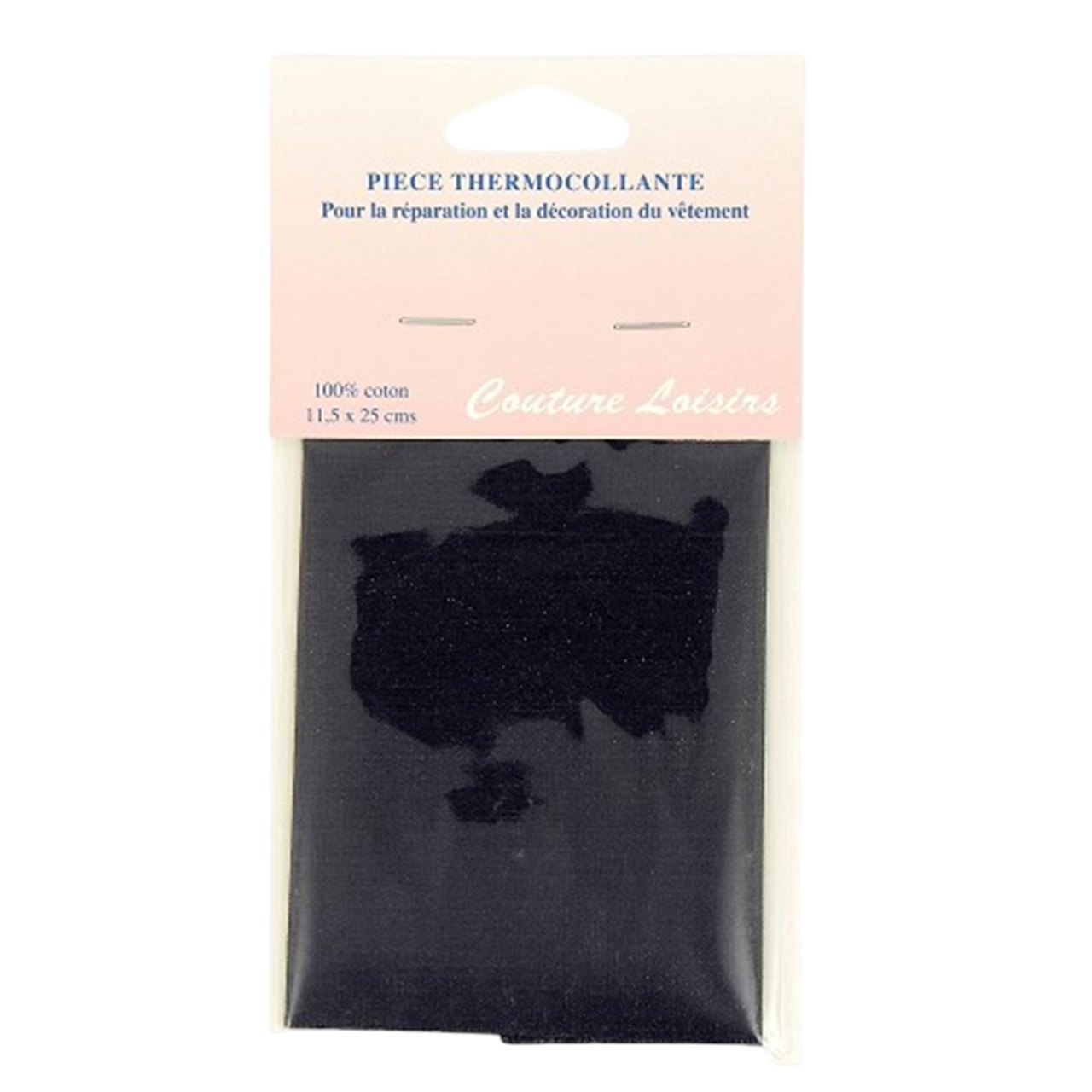 Pièce thermocollante en percale coton bleu marine 11,5 x 25 cm pour réparation textile - canocea