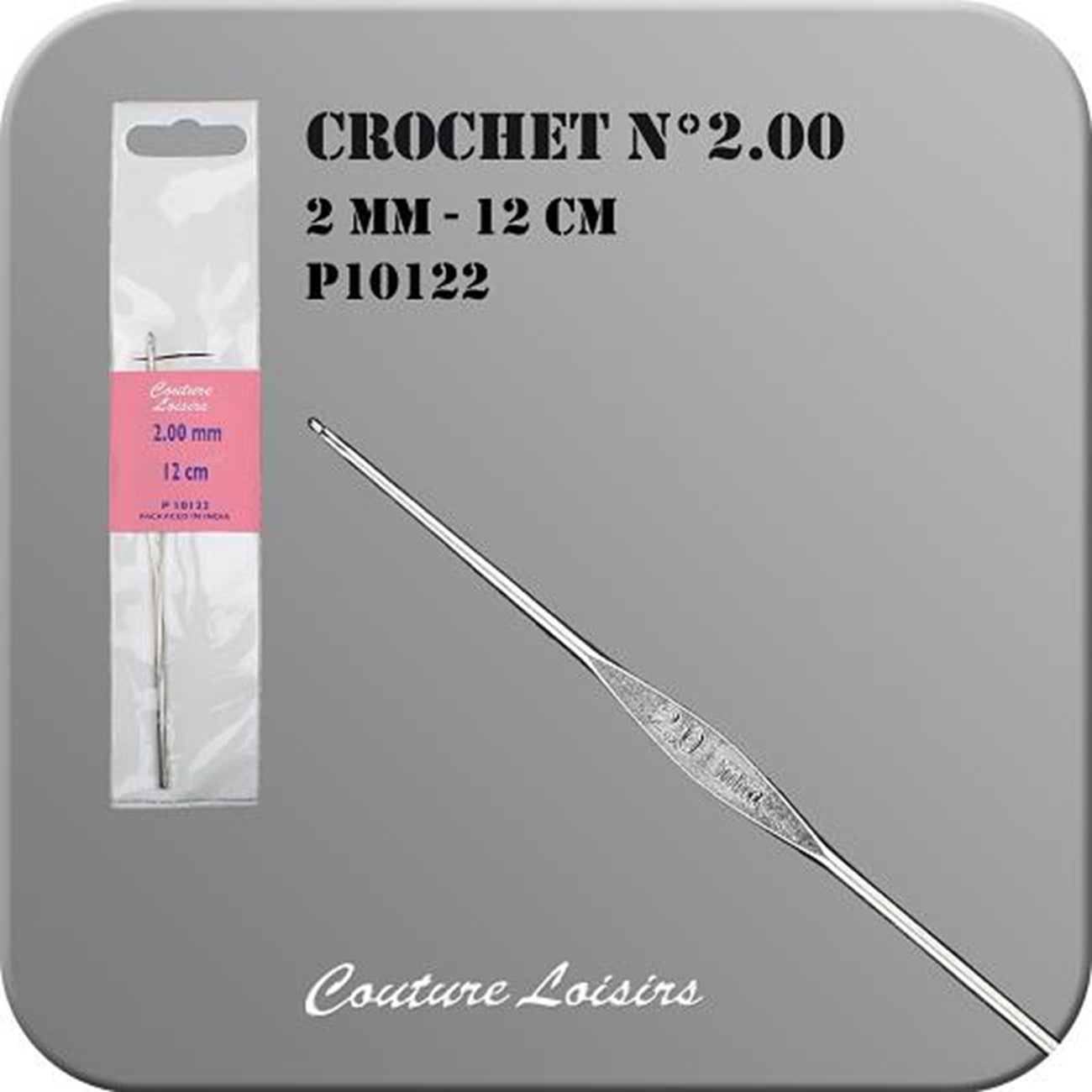 Crochet - métal - Taille 2 mm x 12 cm - argenté