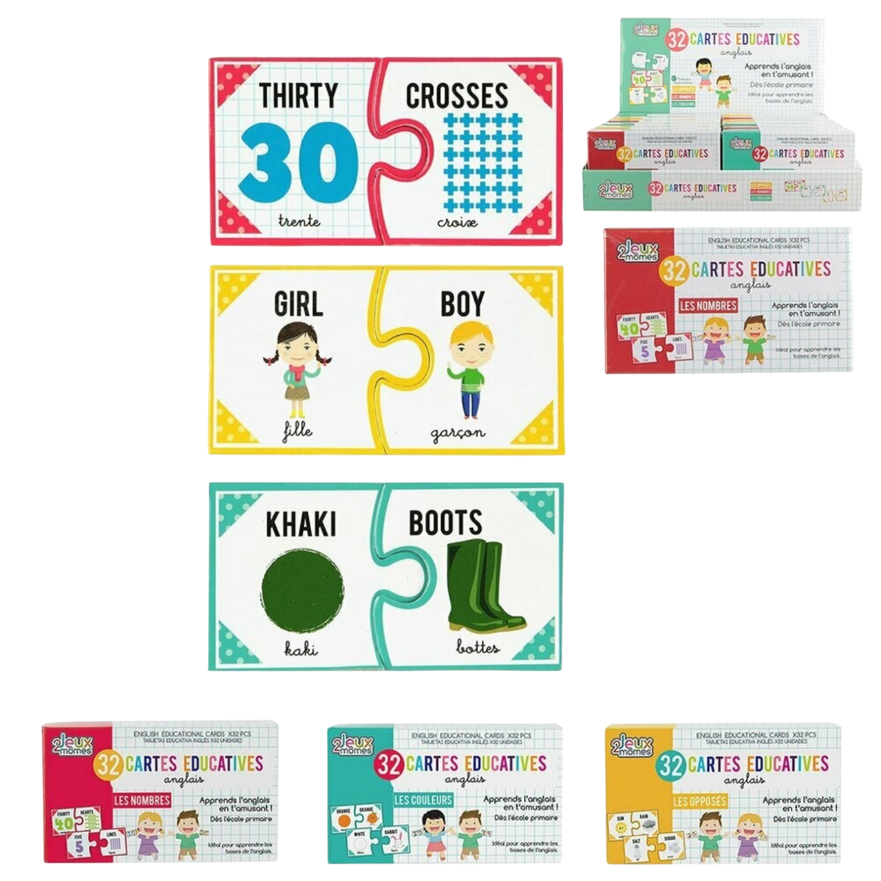 Cartes éducatives apprentissage anglais - les nombres - 32 pièces