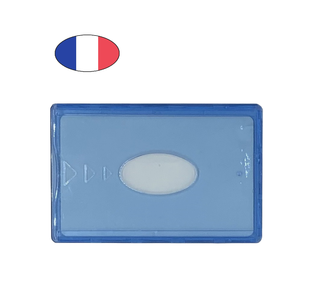 Lot 4 Etuis carte bancaire rigide résistant - Bleu et Transparent - Fabriqué en France - Porte CB