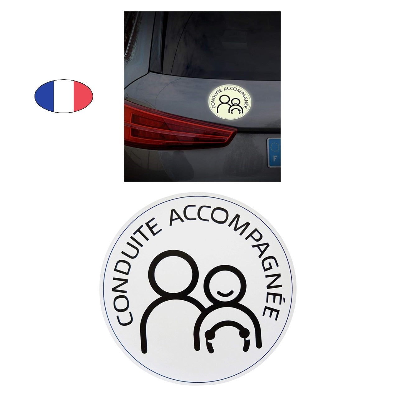 Disque "CA" conduite accompagnée réfléchissant magnétique – fabriqué en France - CANOCEA