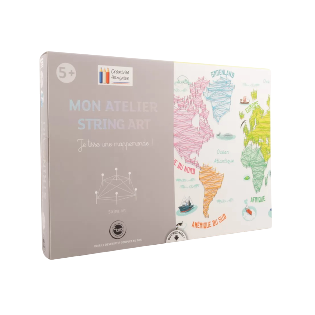 Kit Mappemonde à tisser STRING ART - 42 x 29,5 cm - personnalisable