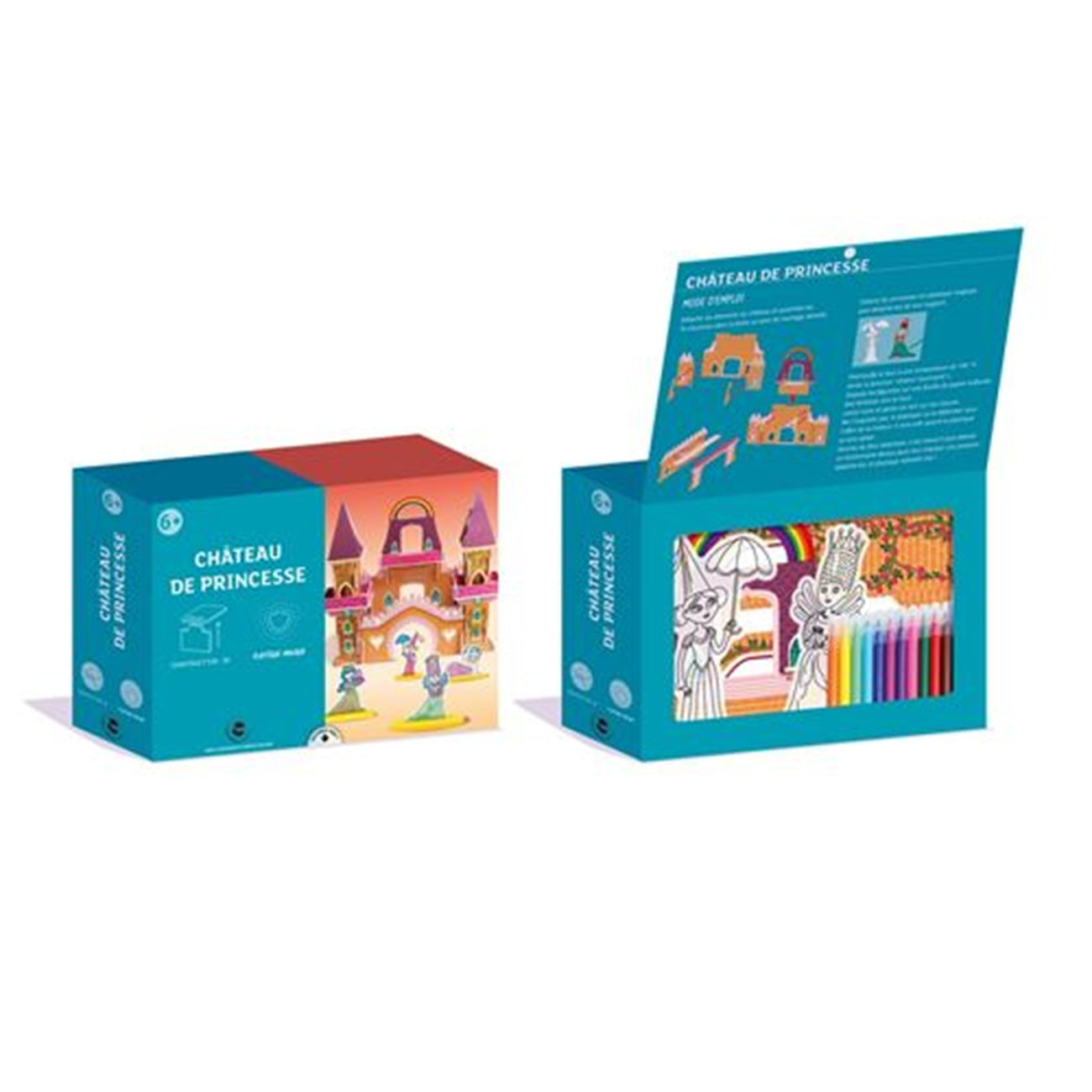 Kit construction CHATEAU DE PRINCESSE + Figurines + feutres - Château 37,5 x 44 x 36,5 cm