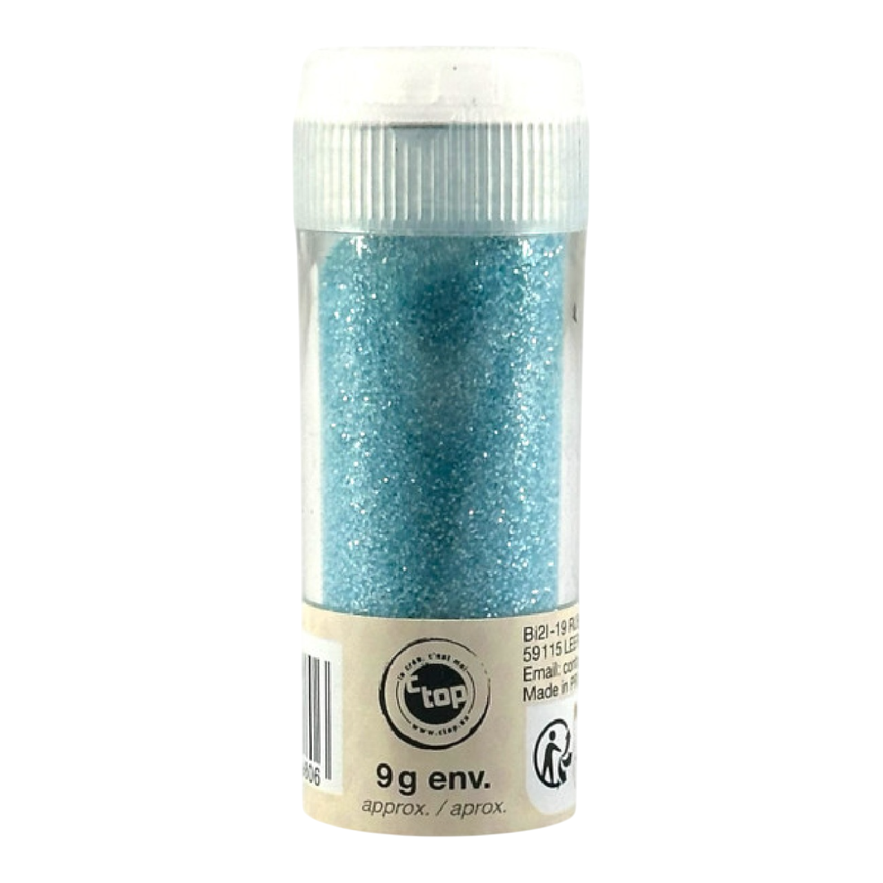 Tube de paillettes biodégradables bleu pastel – 9 g. Canocea France