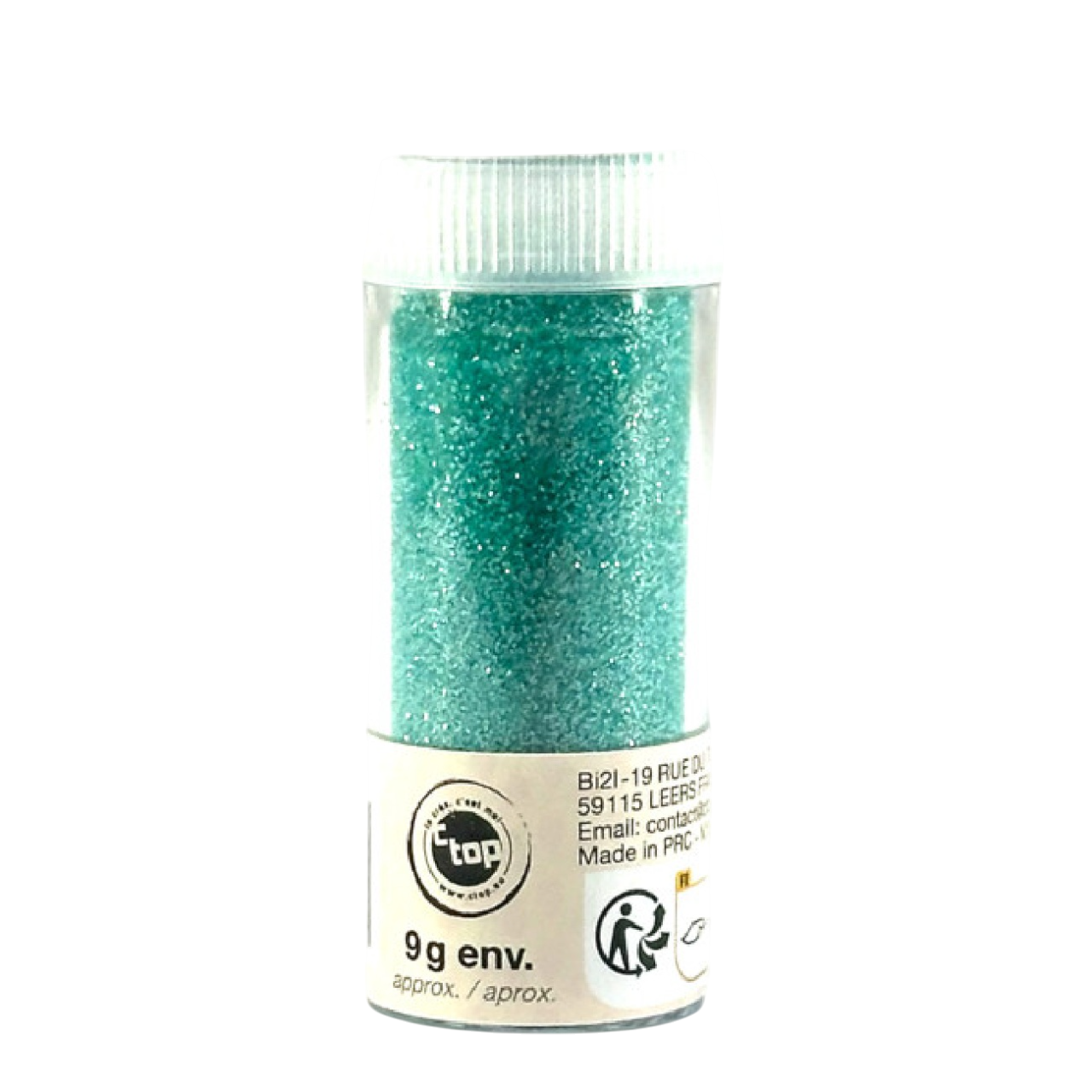 Tube de paillettes biodégradables vert pastel – 9 g. Canocea France