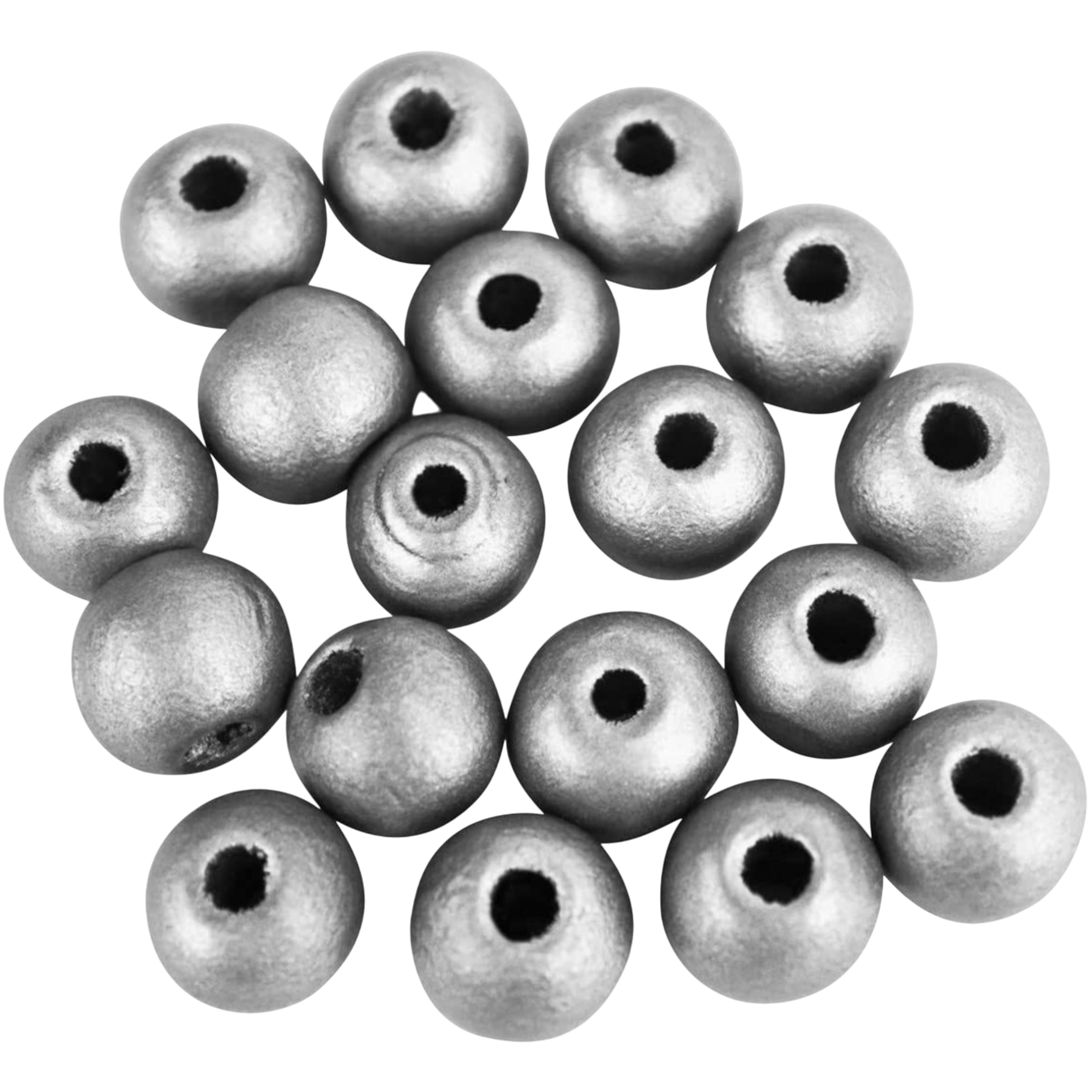 Perle bois - argent - D1,2 cm - 170 pièces