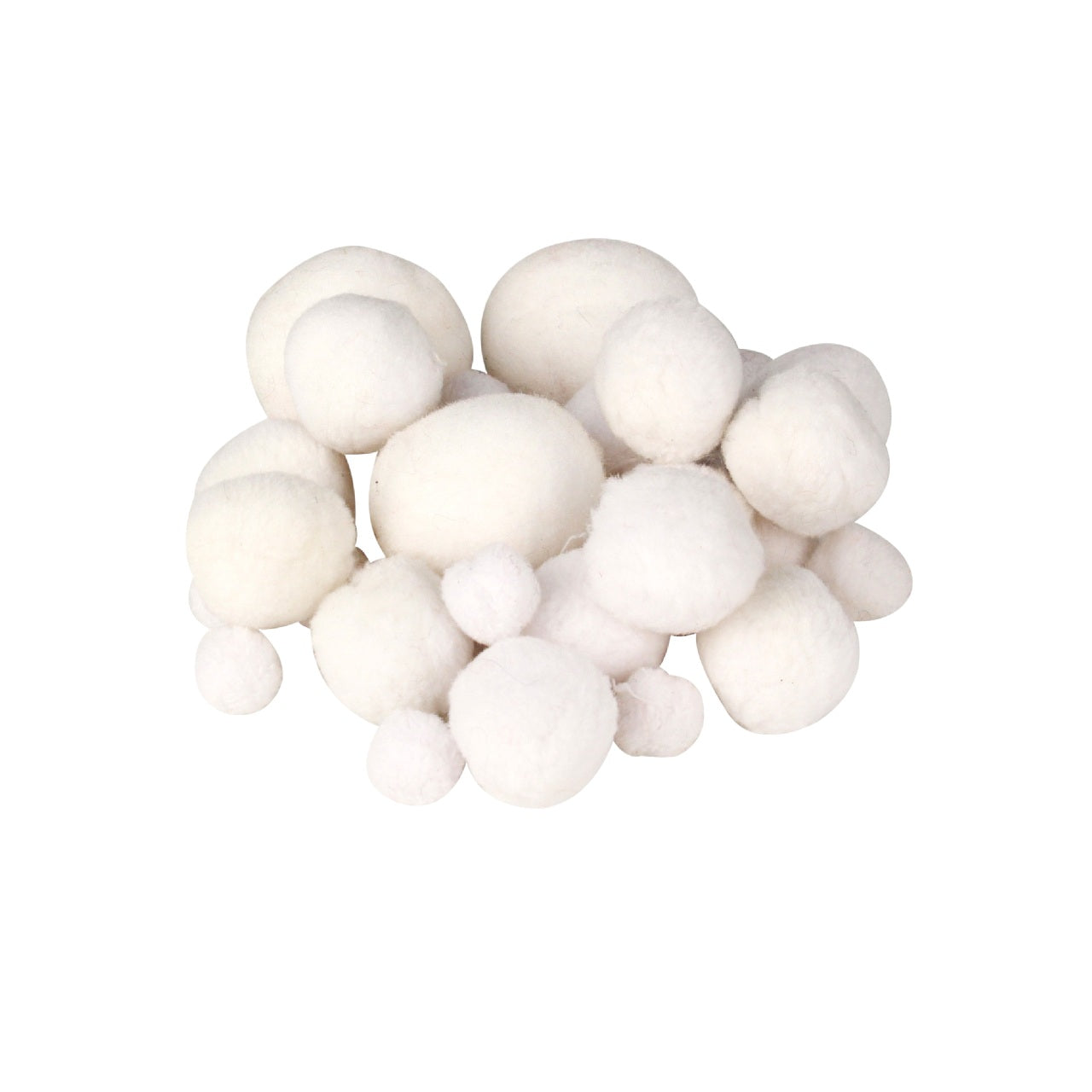 Lot de 72 pompons blancs en tailles assorties 15, 25 et 40 mm pour loisirs créatifs, scrapbooking et décorations DIY. Canocea France