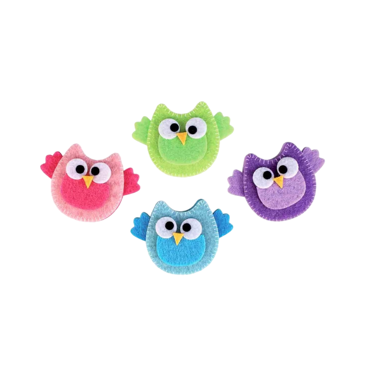 Stickers adhésifs hiboux - feutrine - 5 pièces - de 5,7 à 4,2 cm