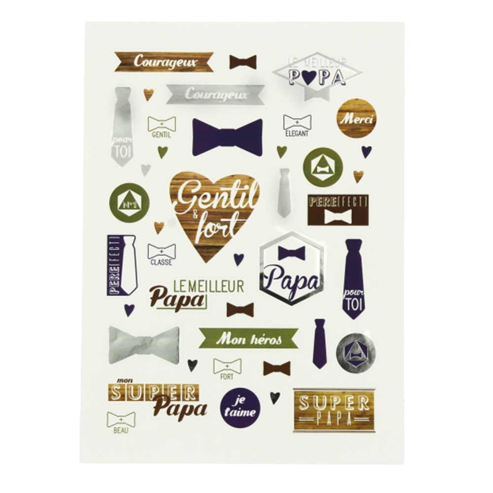 Gommettes super papa fête des pères - 41 pièces - de 0,5 à 5 cm