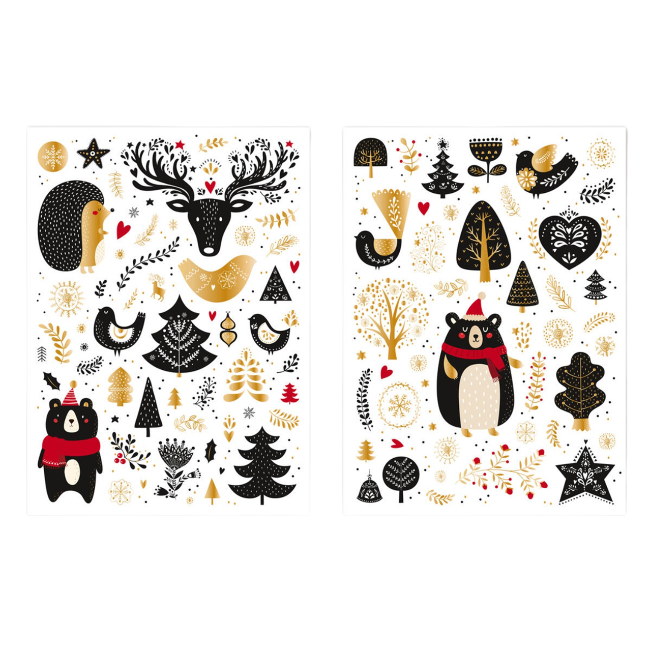 Gommettes noël enchanté noir et doré - 101 pièces - de 0,60 à 8,3 cm