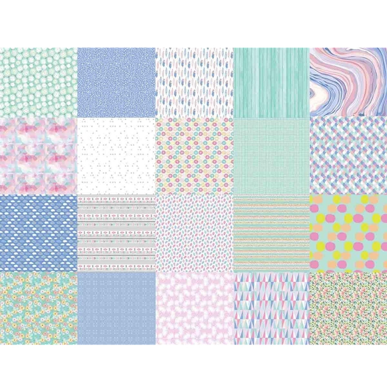 Feuilles de papier scrapbooking - Tonalité bleu - 20 pièces -