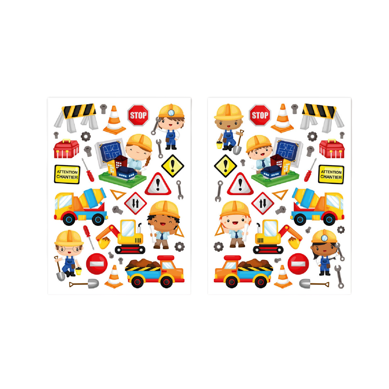 Gommettes chantier - 63 pièces - de 0,9 à 6 cm