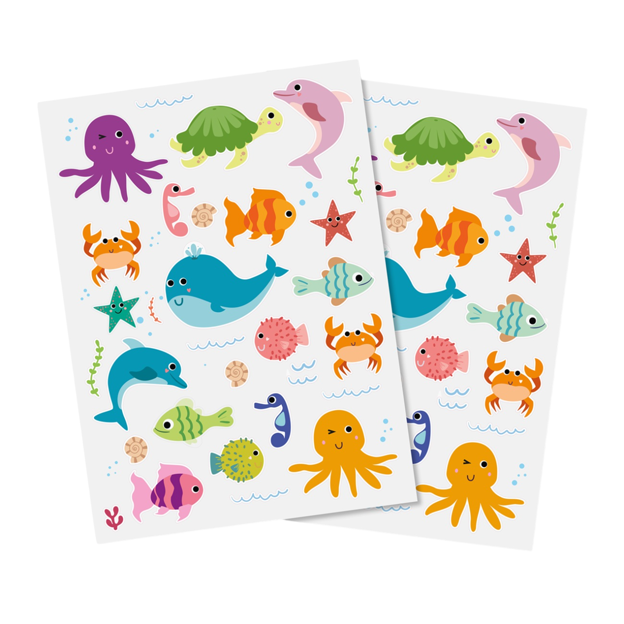 Gommettes thème Animaux Marins - 62 pièces - de 1,3 à 6,4 cm
