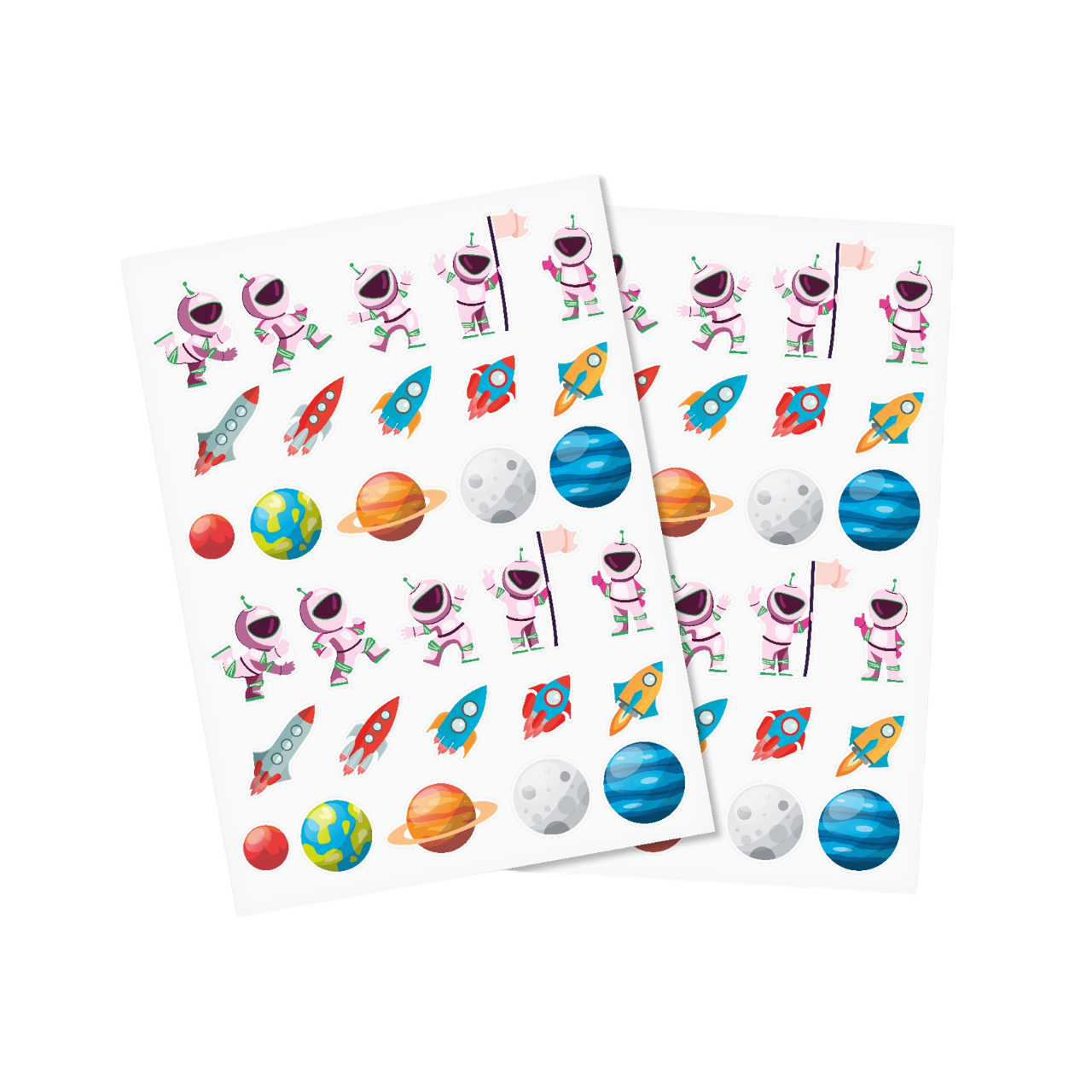 Gommettes thème Astronaute - 60 pièces - de 1,7 à 4,2 cm