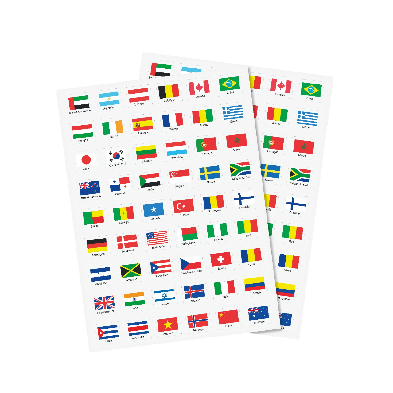 Gommettes thème Drapeaux - 108 pièces - de 1,7 à 2 cm