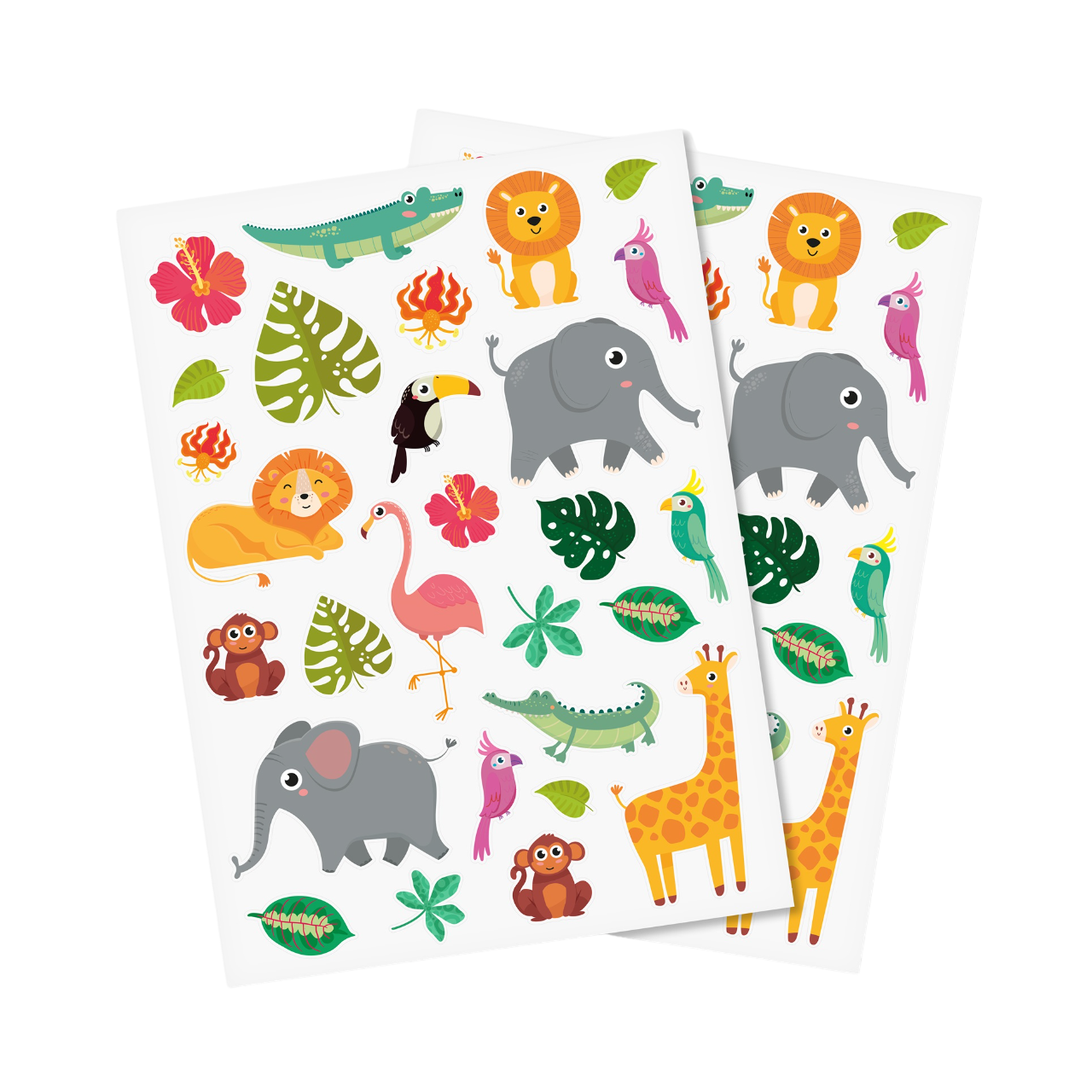 Gommettes thème Jungle - 56 pièces - de 1,7 à 7,2 cm