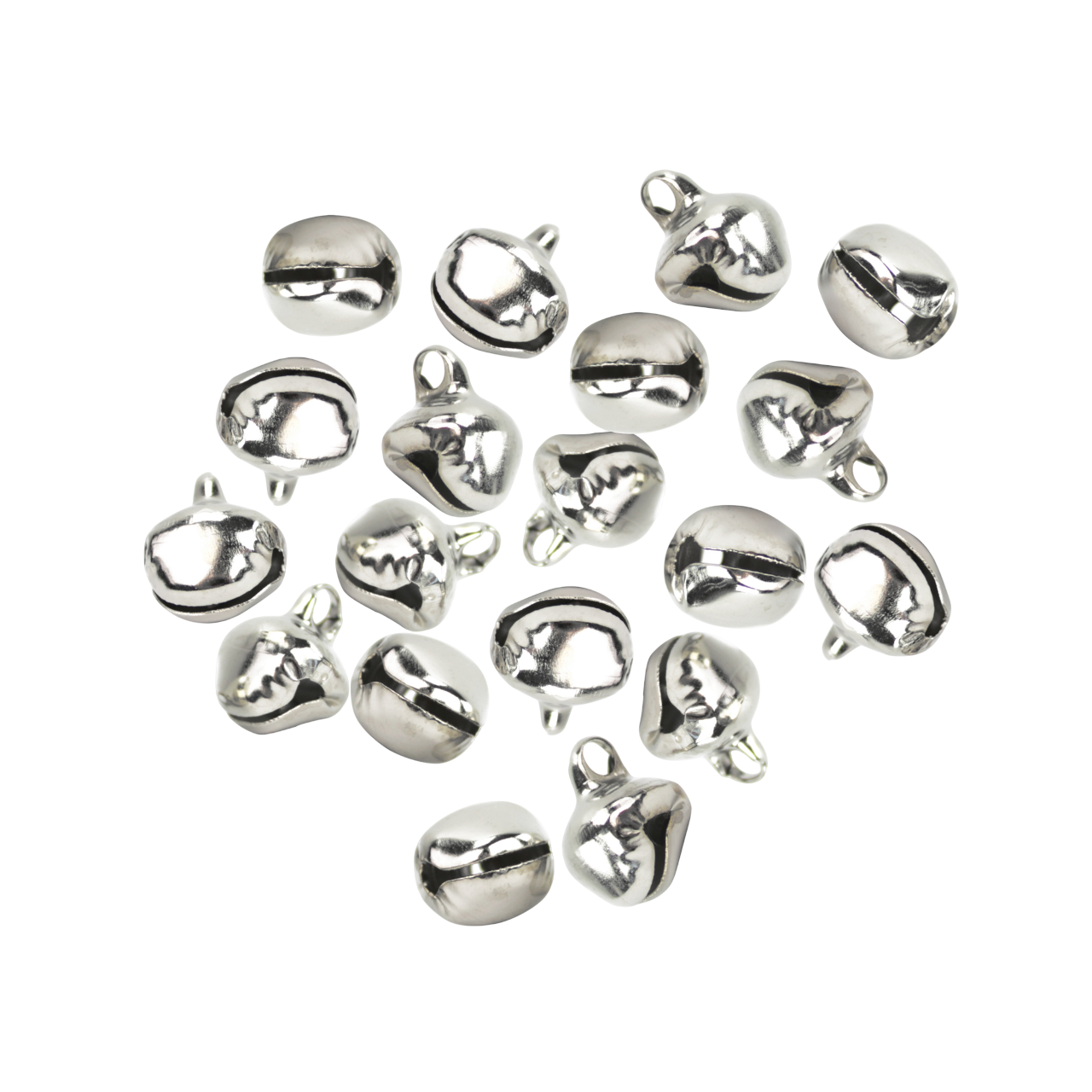 Lot de 24 grelots argentés 1,2 cm pour créations DIY et bijoux. Canocea France