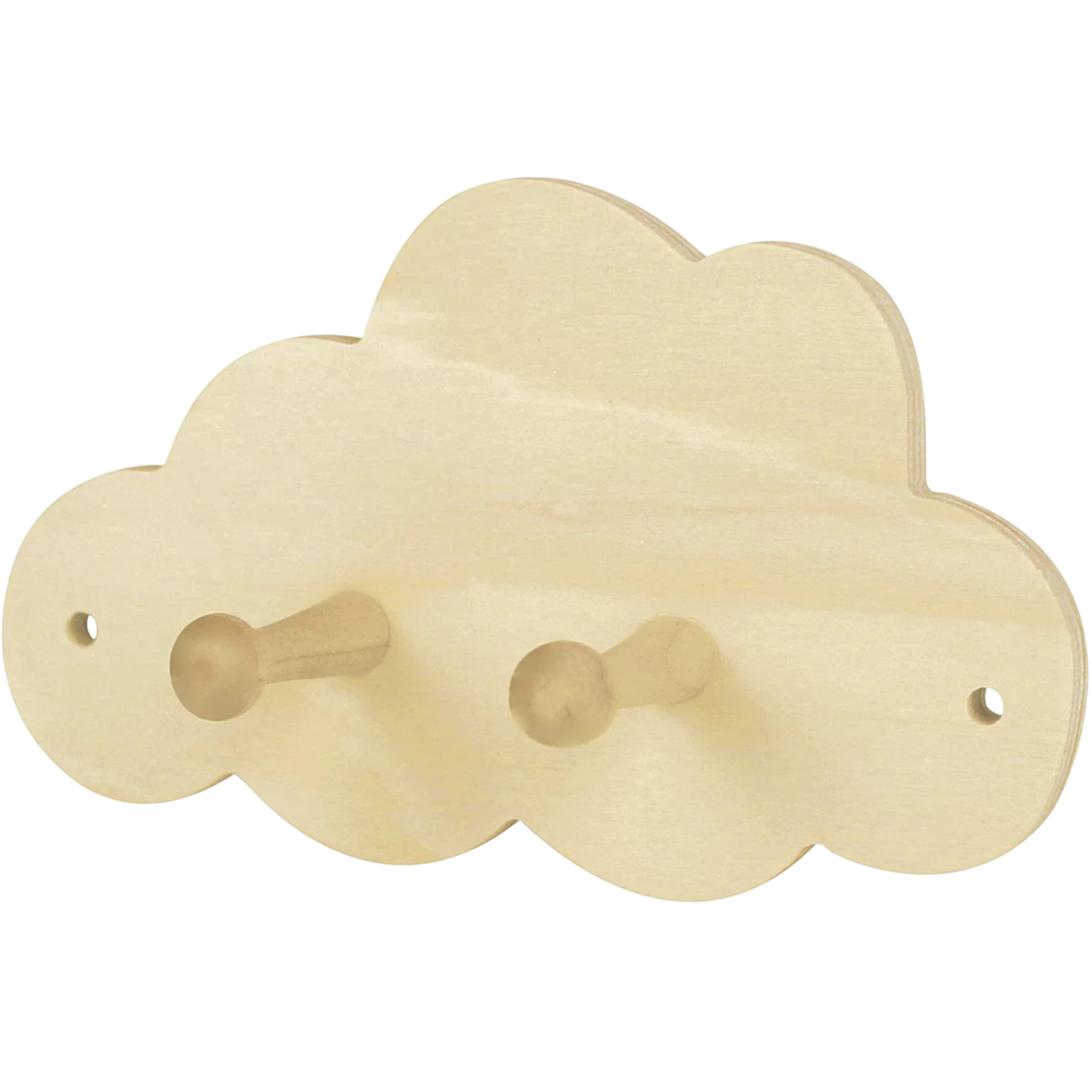 Patère nuage - bois naturel - 13 x 8 x 4.2 cm - personnalisable