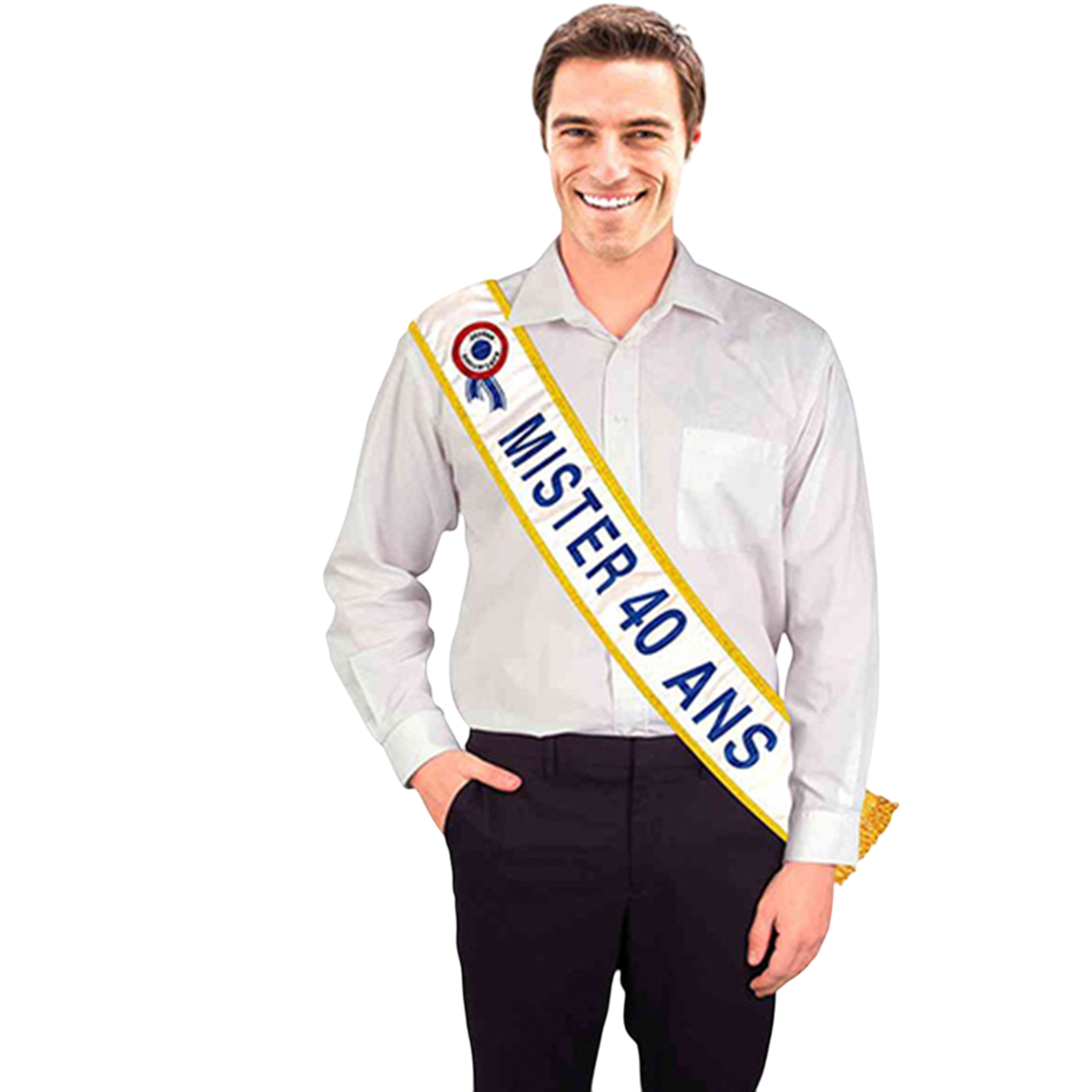 Echarpe MISTER 40 ans - satinée design pailleté bordure dorée - Taille unique - Humour anniversaire gadgets