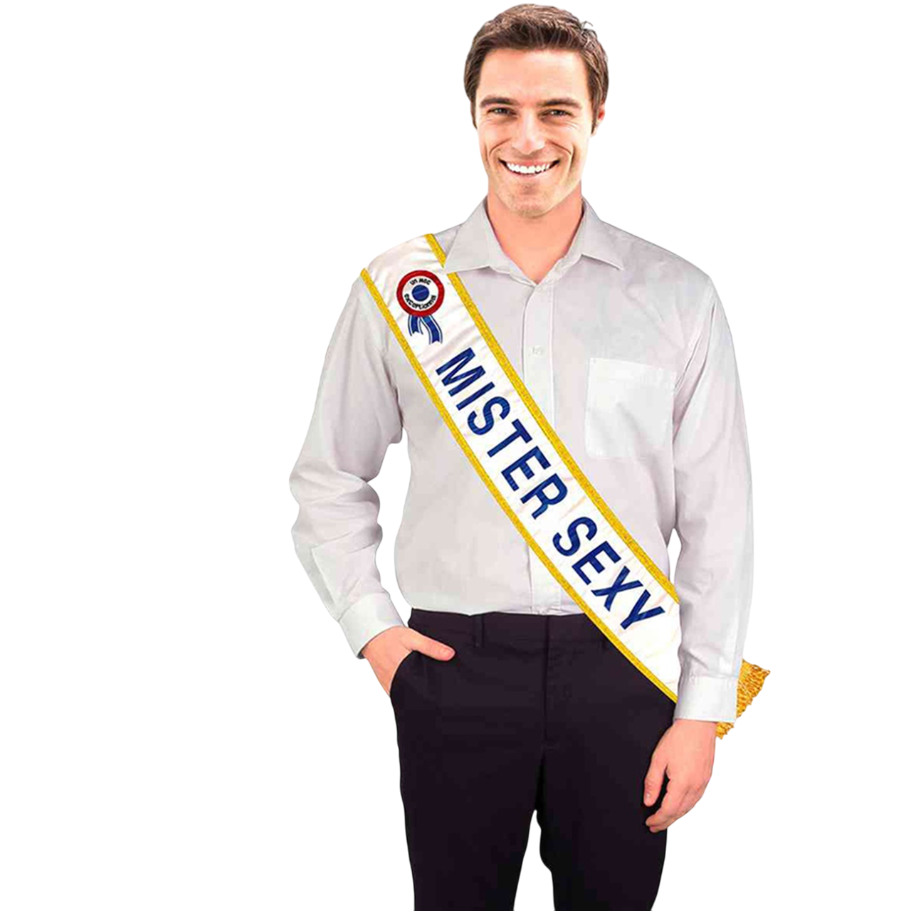 Echarpe MISTER SEXY - satinée design pailleté bordure dorée - Taille unique - Humour anniversaire gadgets