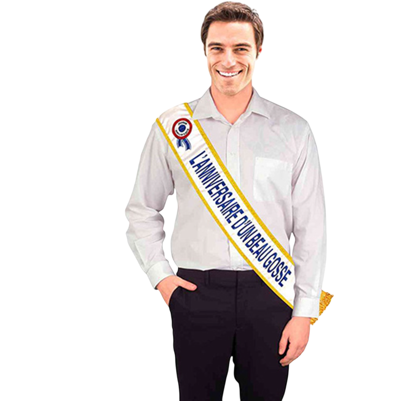 Echarpe ANNIVERSAIRE BEAU GOSSE - satinée design pailleté bordure dorée - Taille unique - Humour gadget