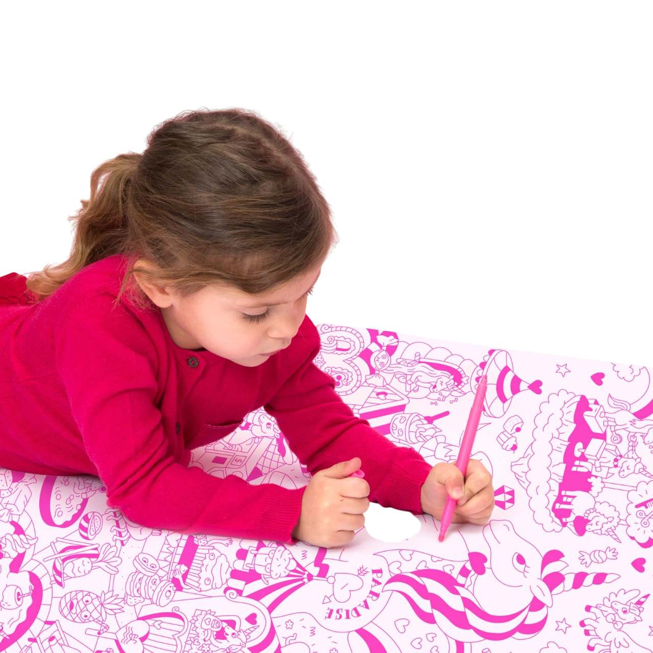 Poster Coloriage Géant - 100x70cm - LILY LICORNE paradis et arc en ciel - Fabriqué en France