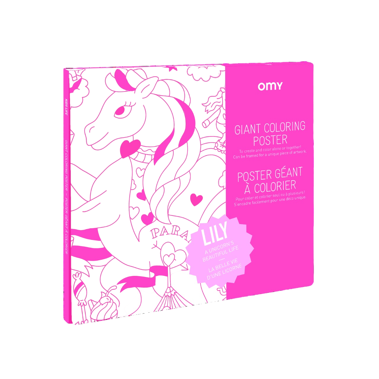 Poster Coloriage Géant - 100x70cm - LILY LICORNE paradis et arc en ciel - Fabriqué en France