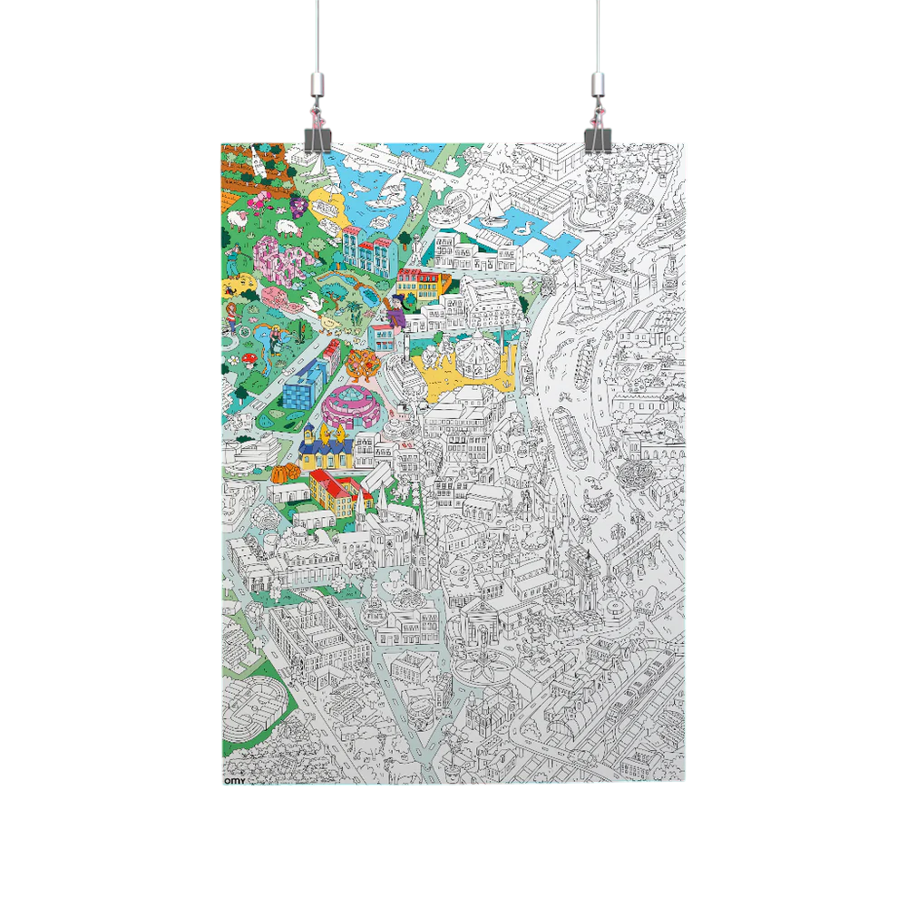 Poster Coloriage Géant - 100x70cm - BORDEAUX La Garonne les églises - Fabriqué en France