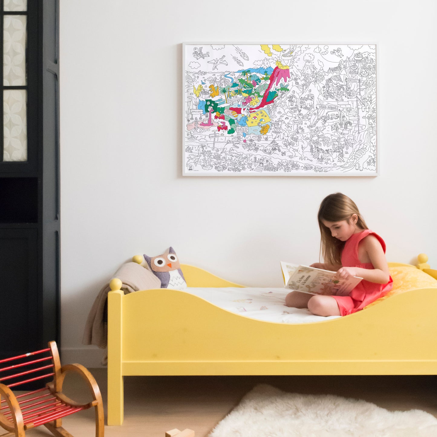 Poster Coloriage Géant - 100x70cm - DINOS le monde fou des dinosaures - Fabriqué en France