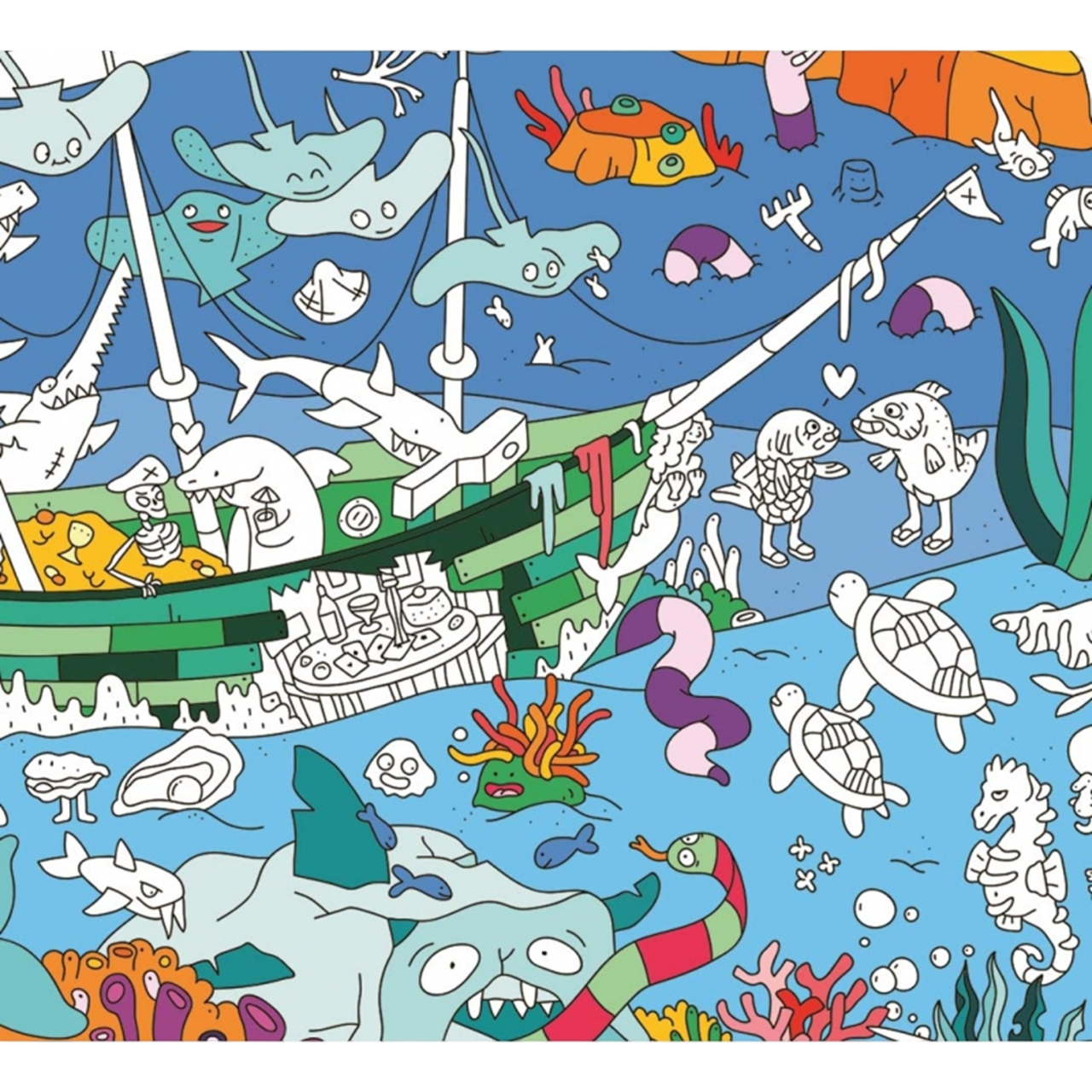 Poster Coloriage Géant - 100x70cm - OCEAN - Fabriqué en France