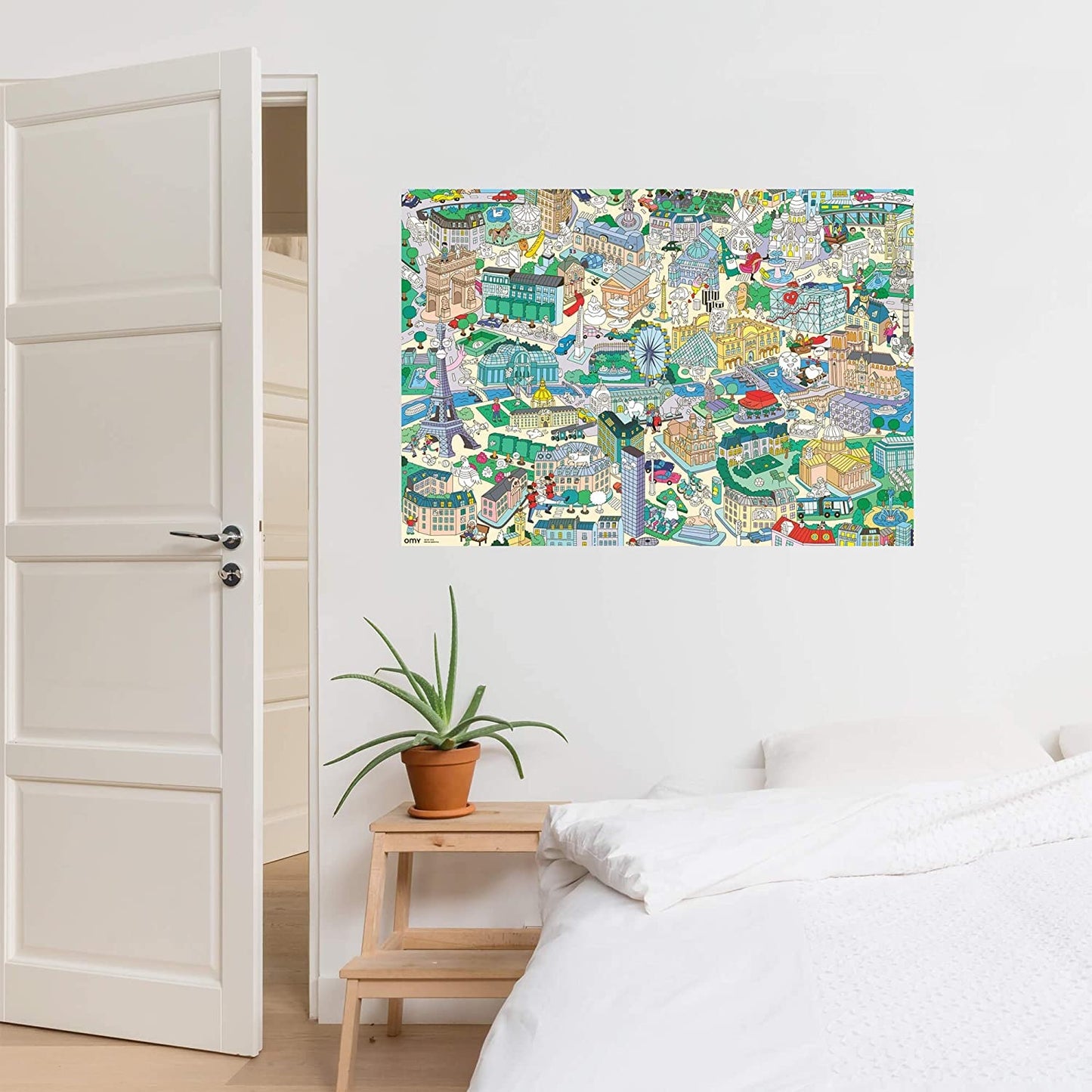 Poster géant - 100x70cm - PARIS couleur + 100 stickers pour le décorer - Fabriqué en France