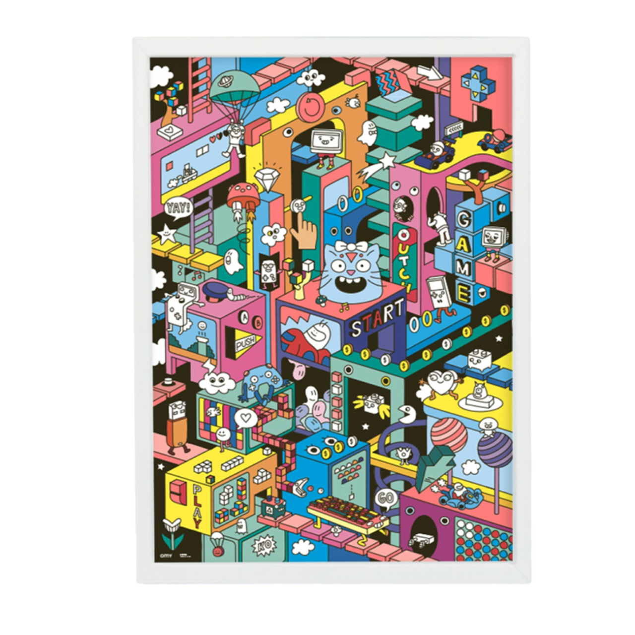 Poster géant - 100x70cm - VIDEO GAME couleur + 100 stickers pour le décorer - Fabriqué en France