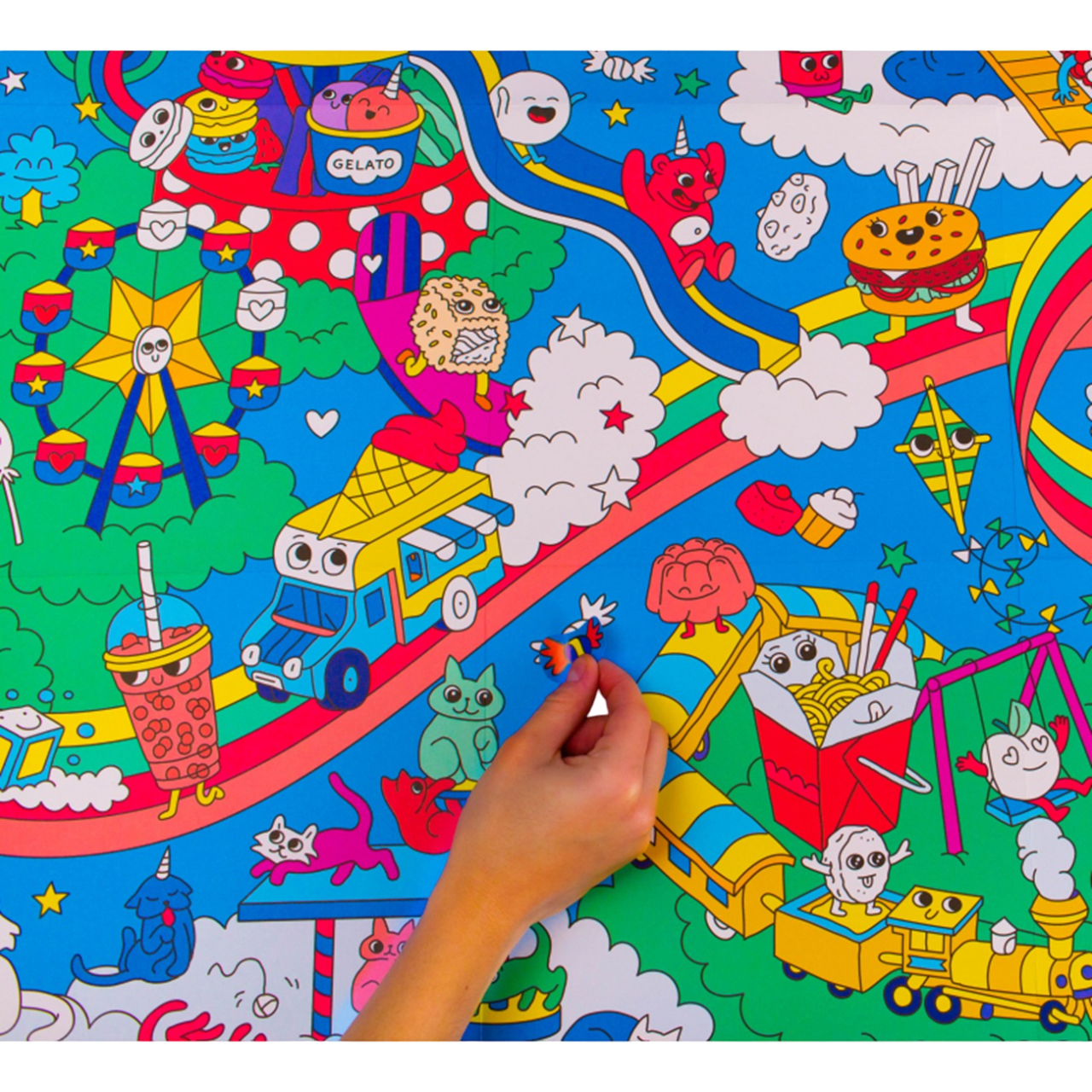 Poster géant - 100x70cm - KAWAII Japonais + 100 stickers pour le décorer - Fabriqué en France