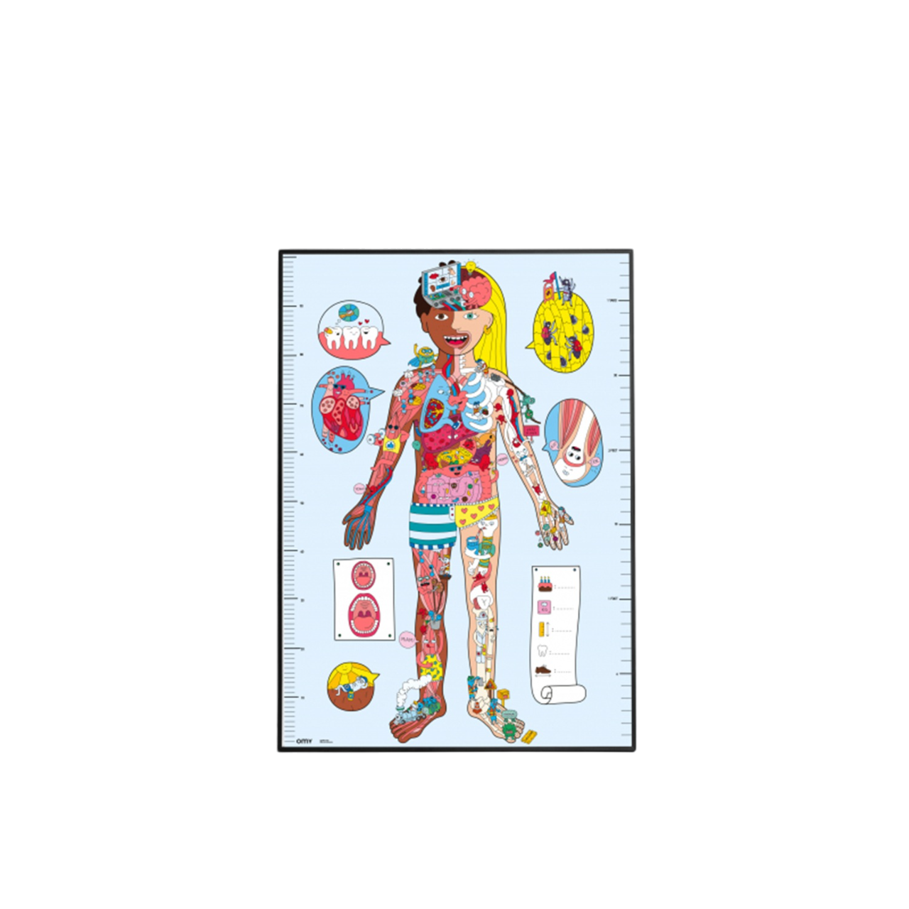 Poster géant - 100x70cm - MY BODY en couleur + 100 stickers pour le décorer - Fabriqué en France