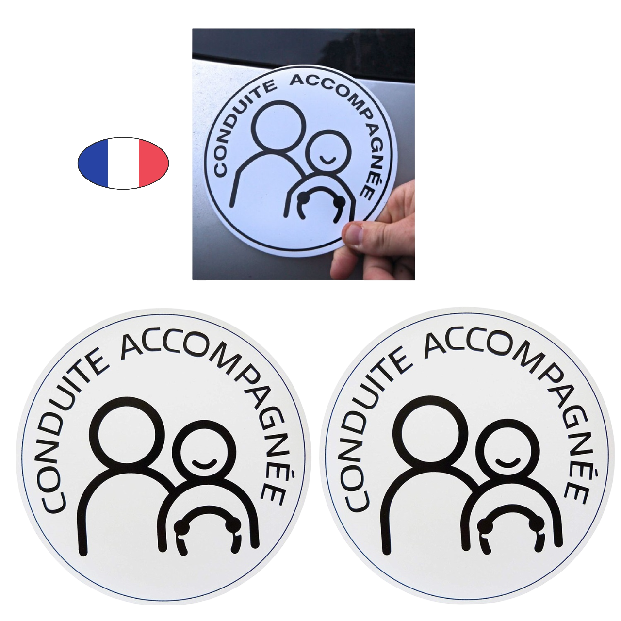 Lot 2 Disques "CA" conduite accompagnée - magnétique - Fabriqué en France